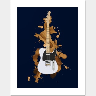 T-Style Electric Guitar Polar White Color Posters and Art